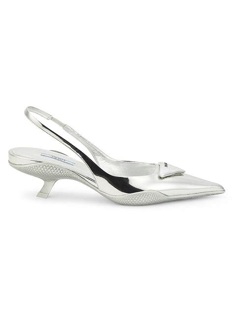 prada white slingback|Prada slingback kitten heels.